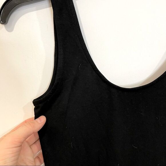 Gibson Basic Solid Soft Stretchy Sleeveless Tank Top Bodysuit Leotard in Black - Picture 3 of 7